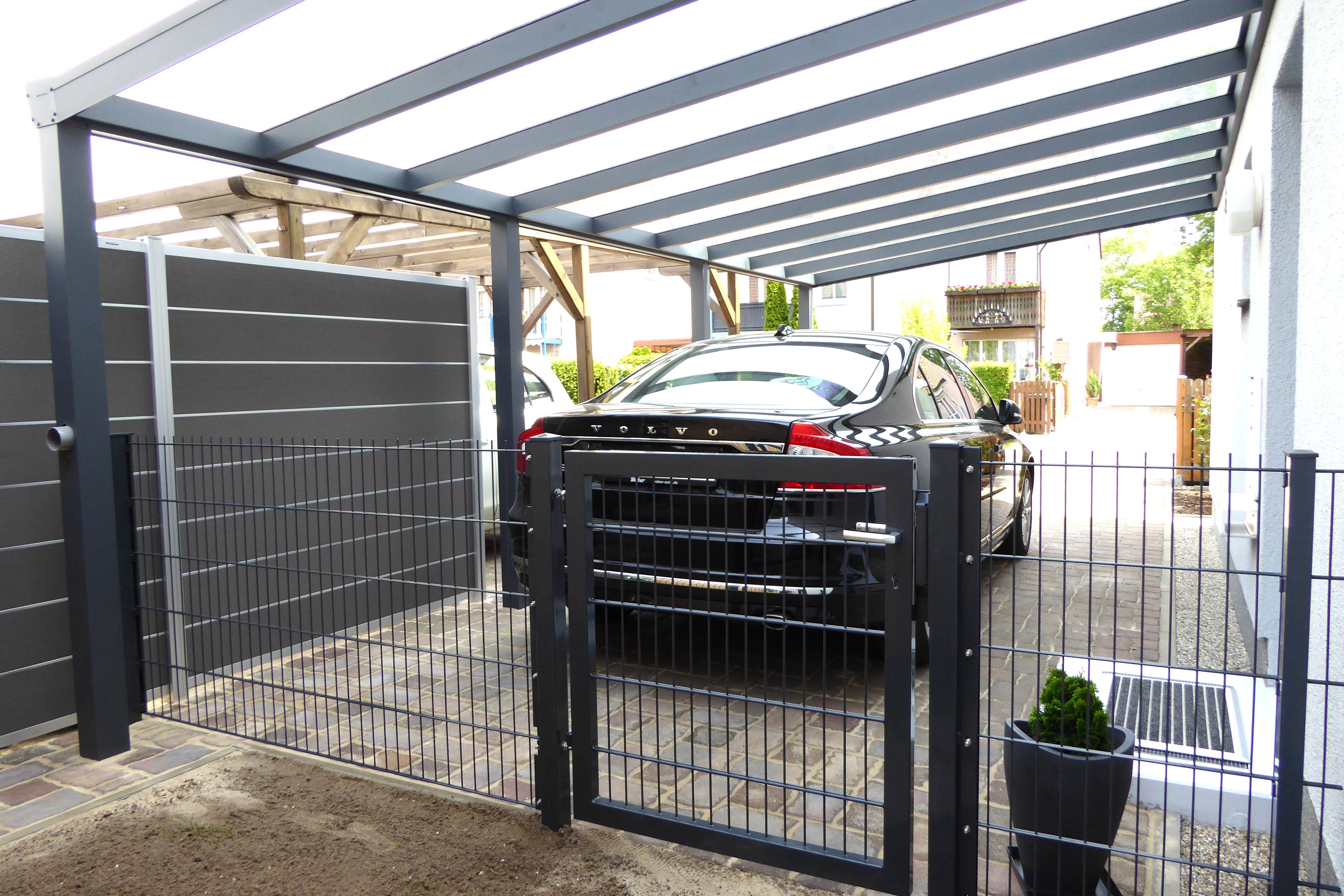 Anbaucarport Aus Aluminium Typ G Deluxe Mit Glasdach