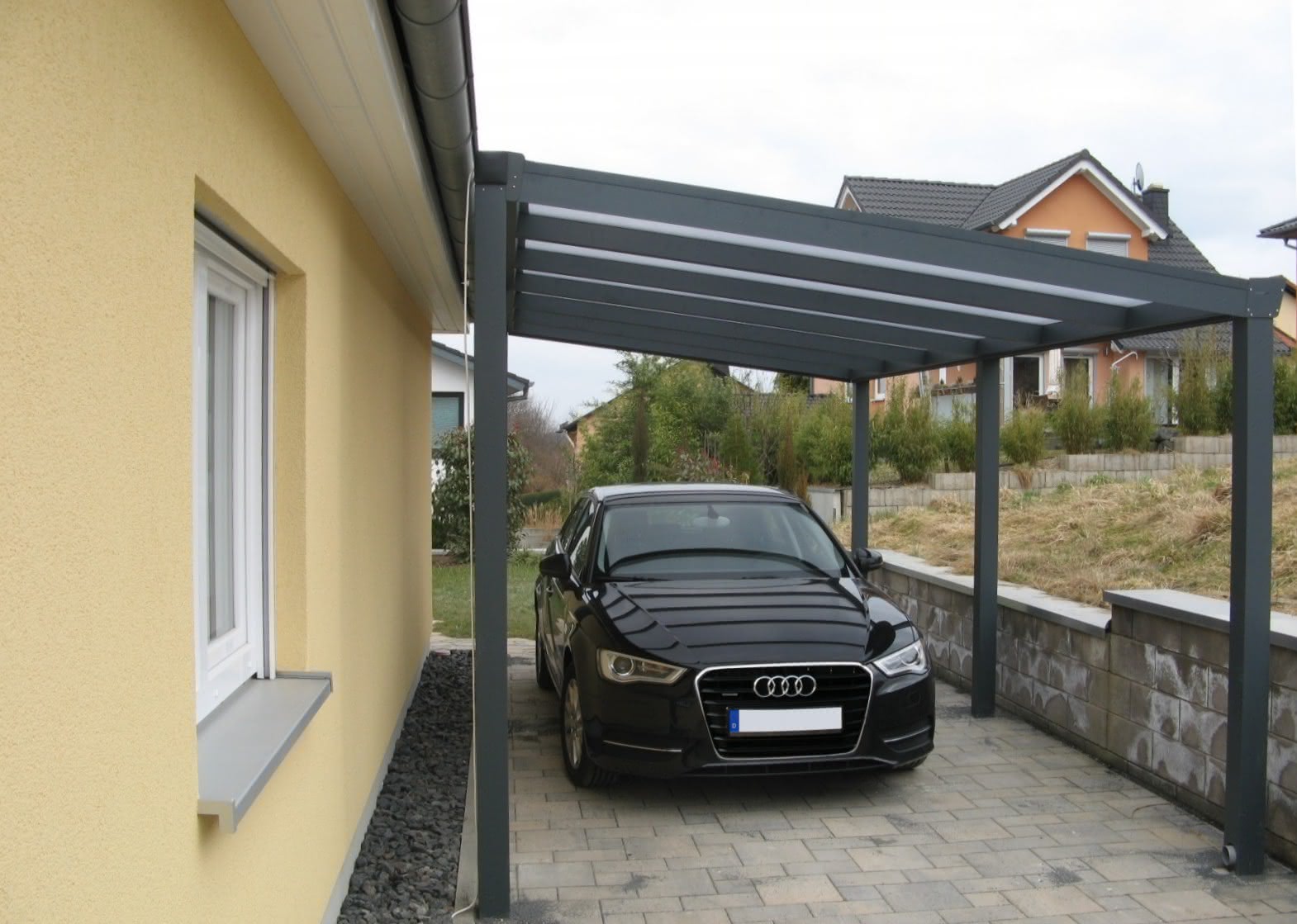Pultdach Carport Aus Aluminium Typ G Mit Gefälle Zur Seite