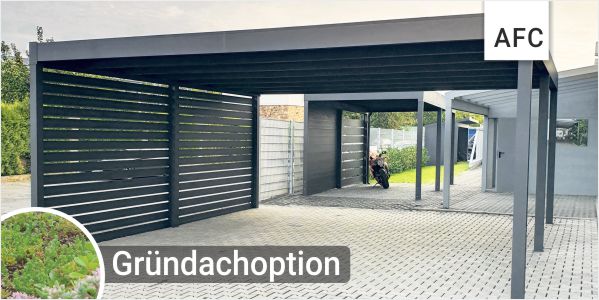 Konfigurator AFC Doppelcarport mit Flachdach und Gründachoption