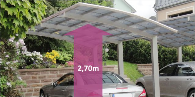 Konfigurator AluPort Nagoya Designcarport mit 2,70m Durchfahrt