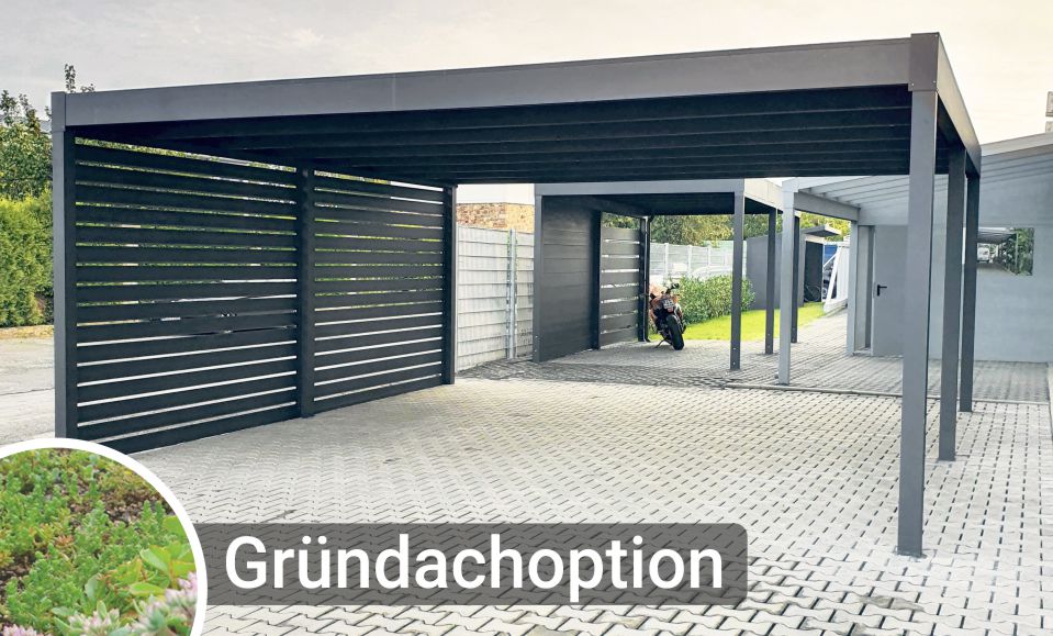 Konfigurator AFC Doppelcarport mit Flachdach und Gründachoption