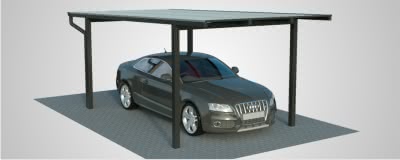 Einzelcarport aus Aluminium mit Flachdach