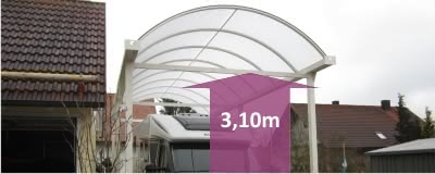 Caravancarport aus Aluminium mit Bogendach