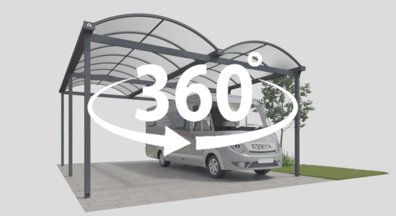 360 Grad Ansicht vom Wohnmobilcarport