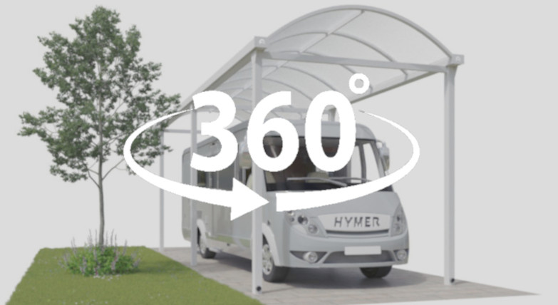 360 Grad Ansicht vom Wohnmobil carport aus Aluminium