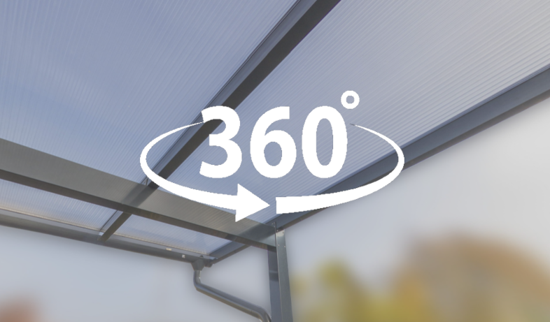 360 Grad Innenansicht Carport aus Aluminium