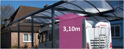 Caravancarport aus Aluminium mit Bogendach